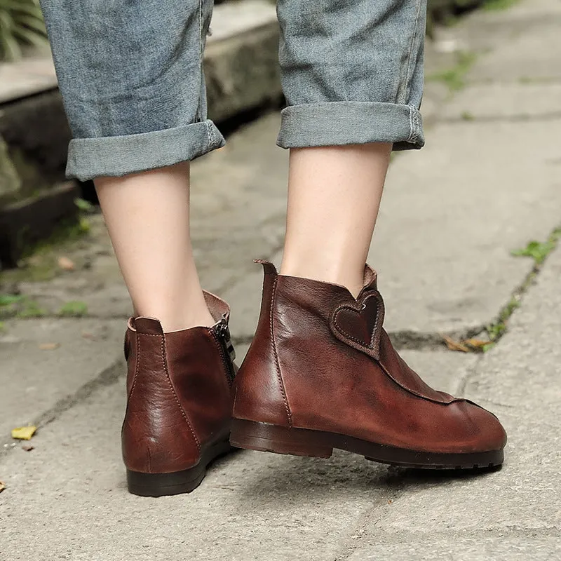 Winter Handmade Leather Short Boots | Gift Shoes