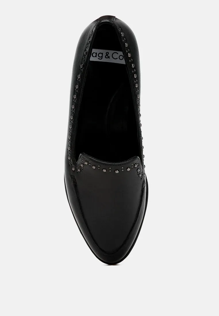 Wolferton Delicate Stud Detail Leather Loafers