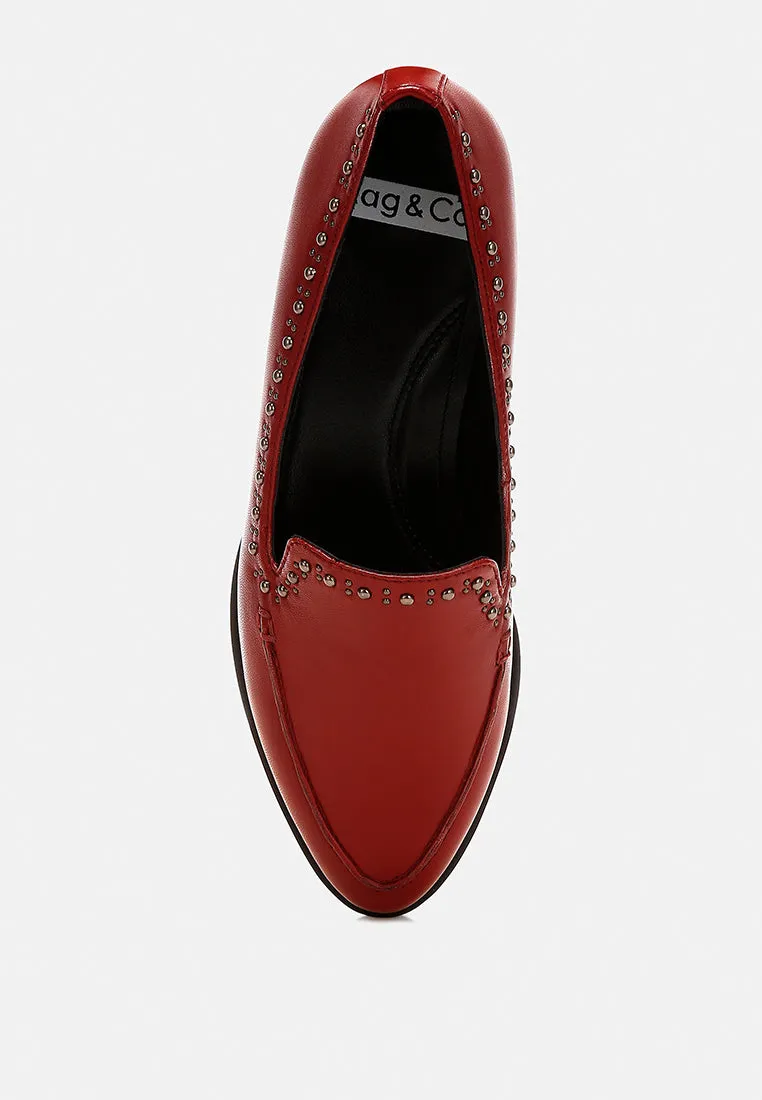 Wolferton Delicate Stud Detail Leather Loafers