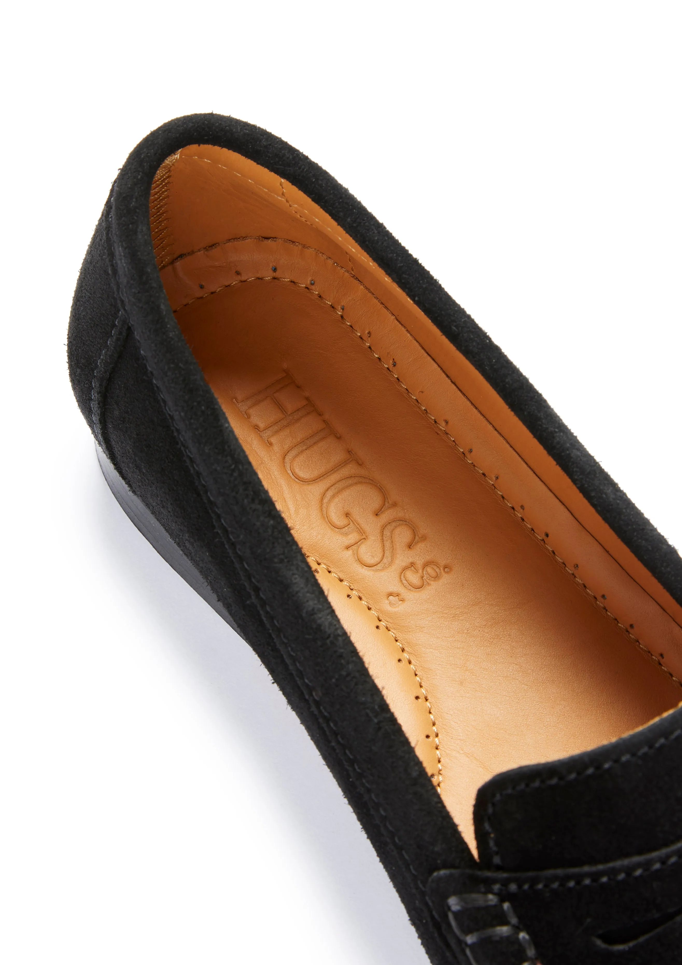 Women's Penny Loafers Leather Sole, black suede