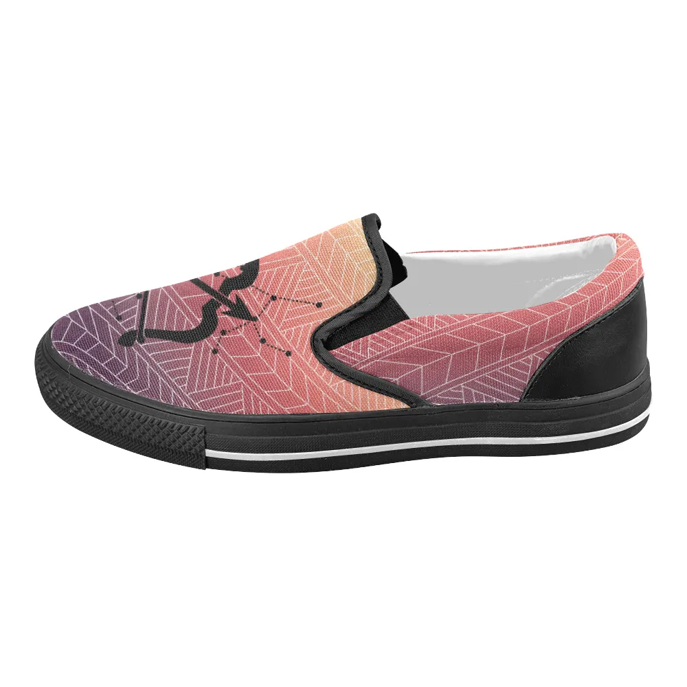 Women's Sagittarius Archer Zodiac Print Canvas Slip-on Shoes