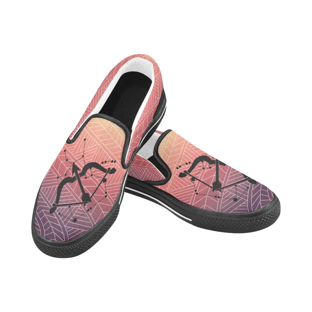 Women's Sagittarius Archer Zodiac Print Canvas Slip-on Shoes